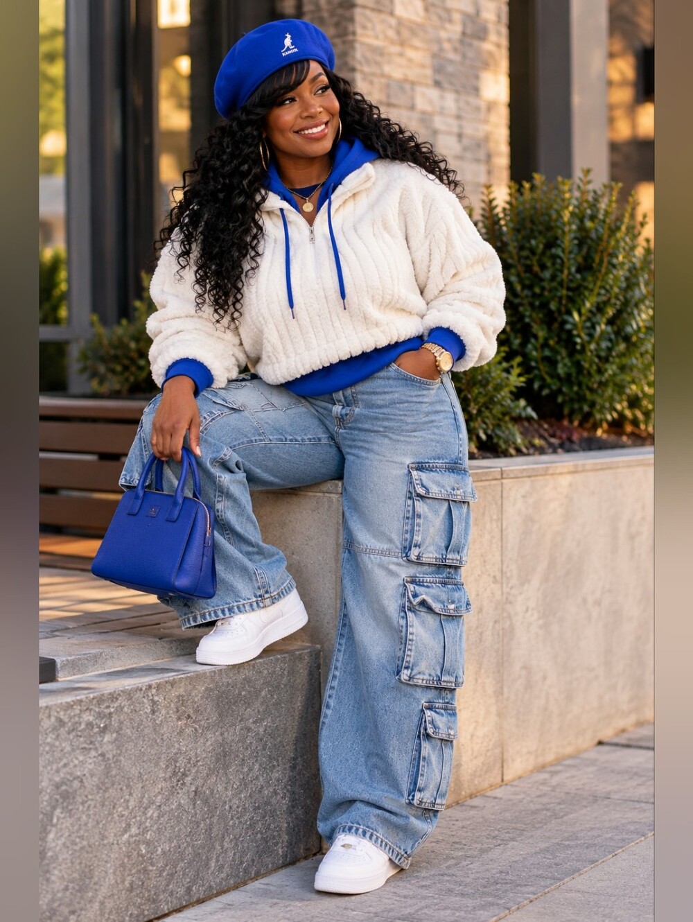 SHEIN White Fuzzy Plush Half Zip Cropped Pullover Women's S Cozy Sherpa